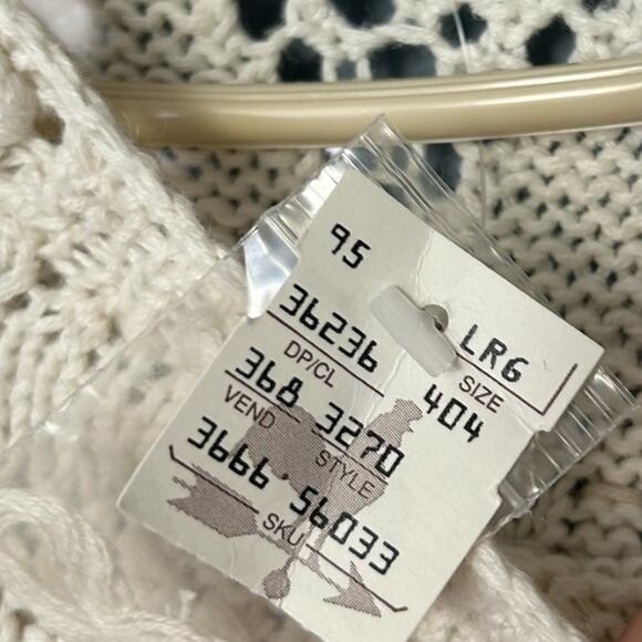 Weathervane VTG 80s Fair Isle Tunic Sweater Womens L Cream Tan Heart Crochet NEW - Picture 5 of 5